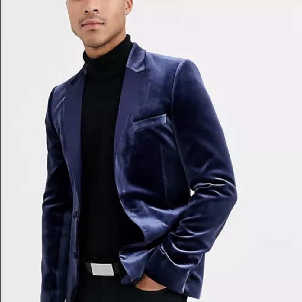 ASOS DESIGN Super Skinny Velvet Tuxedo Blazer